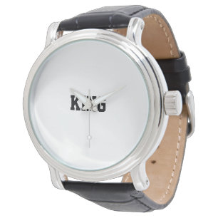 Pulsera Reloj de cuero negro "KING" eterno para hombres