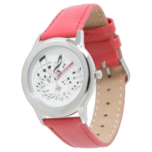 PULSERA RELOJ DE CUERO ROJO DE LOS AMANTES DE LA MÚSICA
