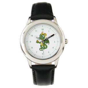 Pulsera Reloj de dibujos animados de dragón verde
