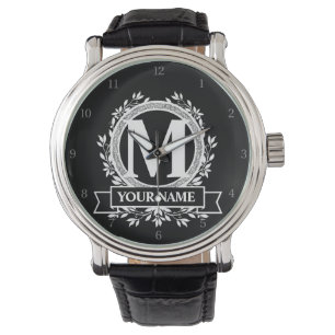 Pulsera Reloj de diseño de monograma floral