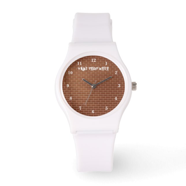 Pulsera Reloj de diseño de pared de ladrillo con texto Per (Anverso)