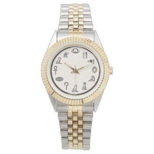 Pulsera Reloj de dos tonos con numerales del antiguo Egipt