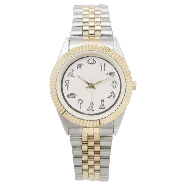 Pulsera Reloj de dos tonos con numerales del antiguo Egipt (Anverso)