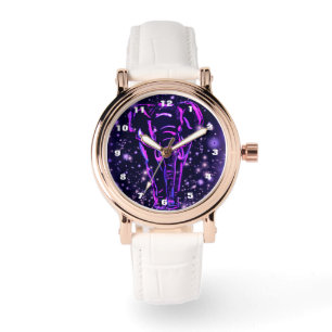 Pulsera Reloj de elefantes rosados morados