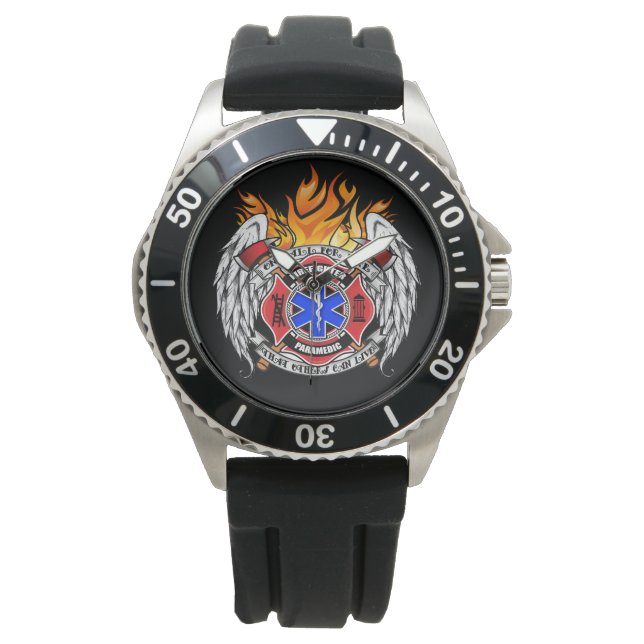 Pulsera Reloj de emblema combinado para bomberos/médicos (Anverso)