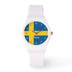 Pulsera Reloj de encargo con la bandera sueca de Suecia