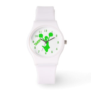 Pulsera Reloj de encargo de la animadora verde clara