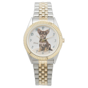 Pulsera Reloj de encargo de la chihuahua (añada un nombre