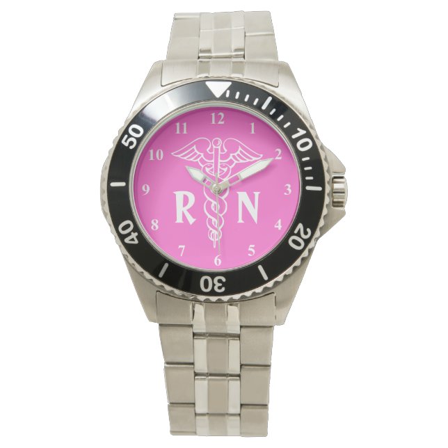 Pulsera Reloj de enfermería registrado | caduceus con mono (Anverso)