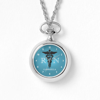 Pulsera Reloj de enfermería registrado personalizado azul