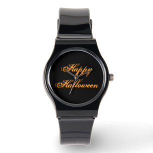 Pulsera Reloj de escritura a mano de feliz Halloween (negr