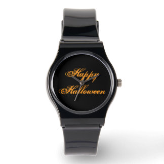 Pulsera Reloj de escritura a mano de feliz Halloween (negr