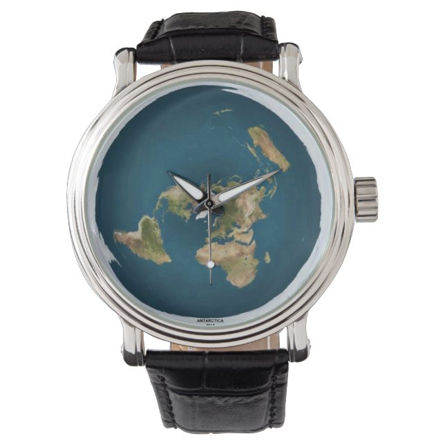 Pulsera Reloj de escritura de mapa plano de la Tierra (Anverso)