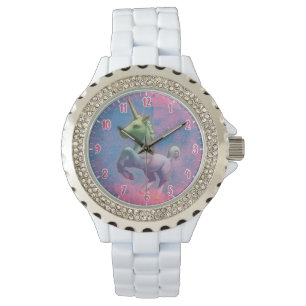 Pulsera Reloj de escritura de unicornio (rosa)