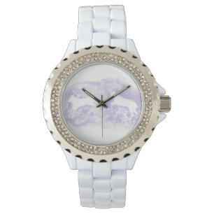 Pulsera Reloj de esmalte blanco con Lavender