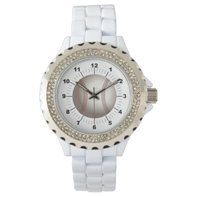 Pulsera Reloj de esmalte blanco Diamante de imitación de b (Anverso)