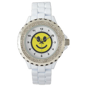 Pulsera Reloj de esmalte blanco Diamante de imitación de l