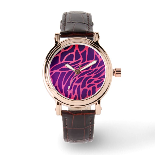 Pulsera Reloj de esmalte con estrás rosa (Anverso)
