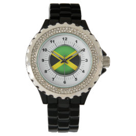 Pulsera Reloj de esmalte negro con estrías de bandera de J
