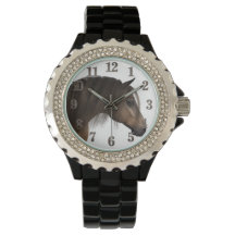 Reloj de esmalte negro Diamante de imitación para 