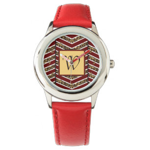 Pulsera Reloj de estampado de leopardo en forma de chevron