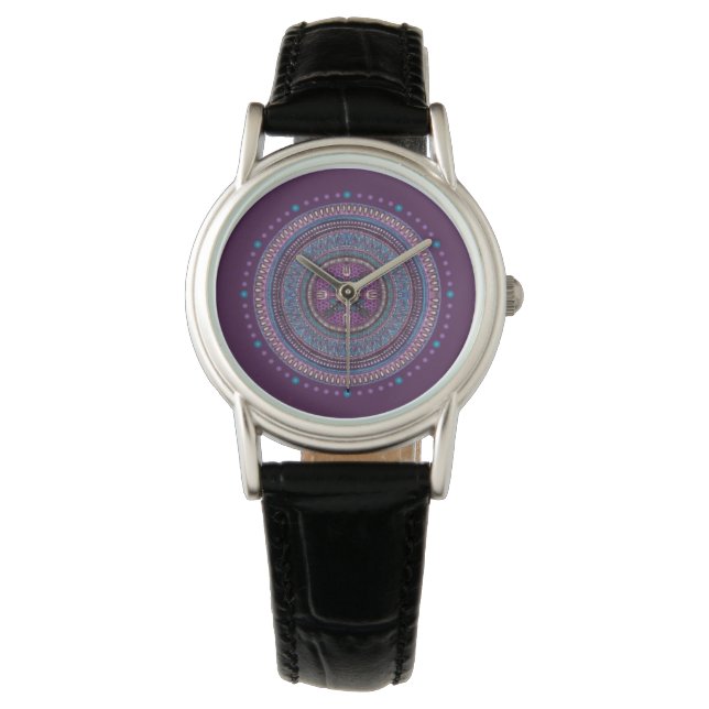 Pulsera Reloj de estilo boho morado (Anverso)