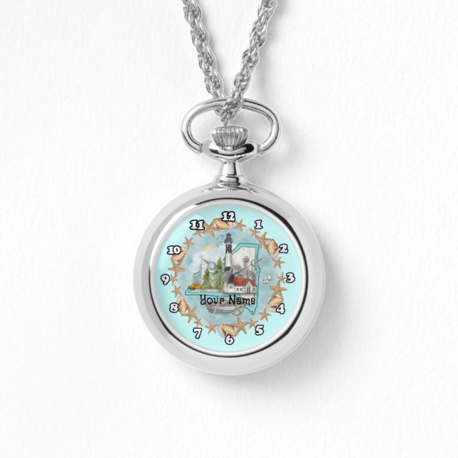 Pulsera Reloj de faro de conchas de Nueva York (Anverso)