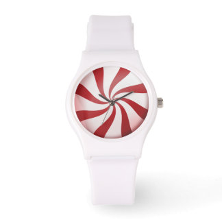 Pulsera Reloj de feriado de candys de menta roja y blanca