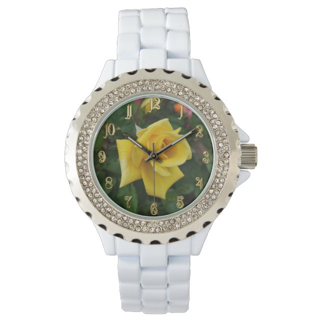 Pulsera Reloj de flor de rosa amarilla (Anverso)