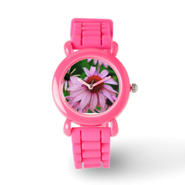 Pulsera reloj de flores de equinácea rosa (Anverso)