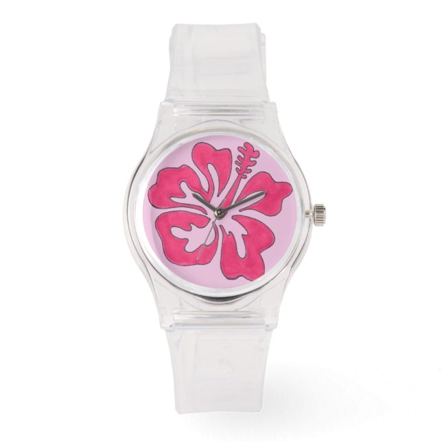 Pulsera Reloj de flores tropicales hawaiano hibiscus - ros (Anverso)