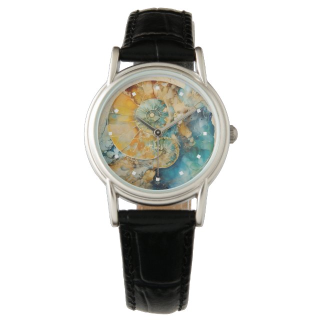 Pulsera Reloj de fósiles de amonitas (Anverso)