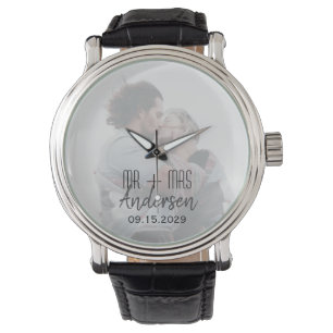 Pulsera Reloj de foto de boda personalizado para recién ca