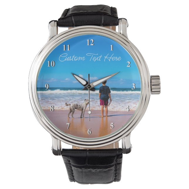 Pulsera Reloj de Foto de tu Mascota Personalizado con Text (Anverso)