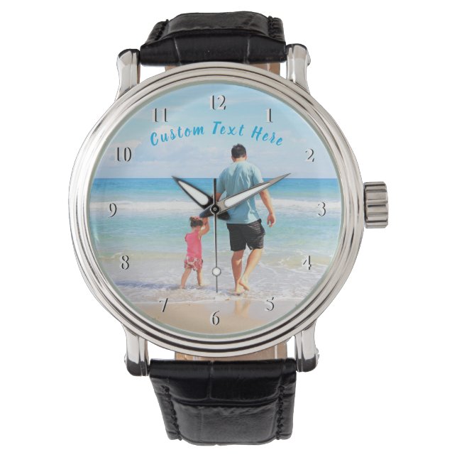 Pulsera Reloj de Foto Personalizado con Texto Personalizad (Anverso)