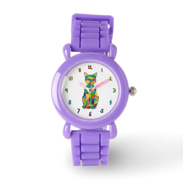 Pulsera Reloj de gatos arcoiris (niño) (Anverso)