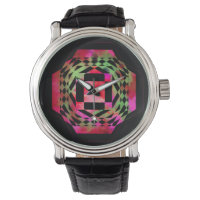Reloj de geometría dentada multicolor
