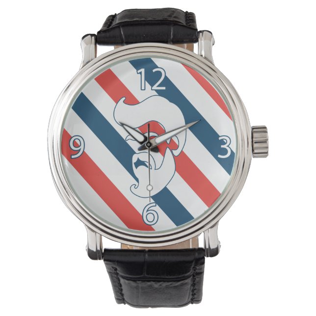 Pulsera Reloj de hombre barbudo en barbería (Anverso)