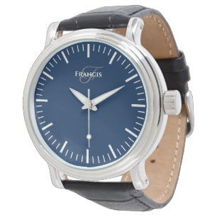 Pulsera Reloj de hombre con dial azul marino y correa de c