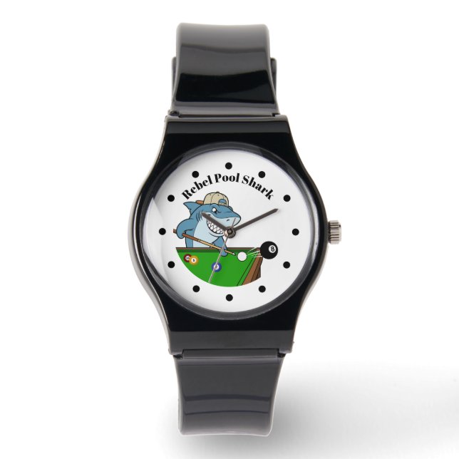 Pulsera Reloj de hombre Cool Funny Rebel Pool Shark (Anverso)