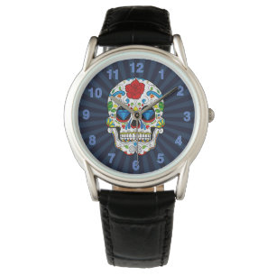 Pulsera Reloj de hombre de cráneo de azúcar personalizable