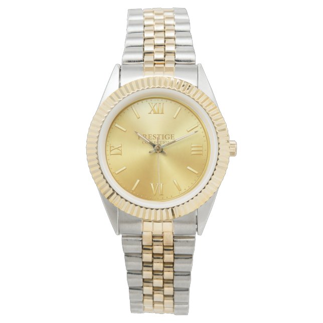 Pulsera Reloj de hombre de plata con acentos dorados (Anverso)