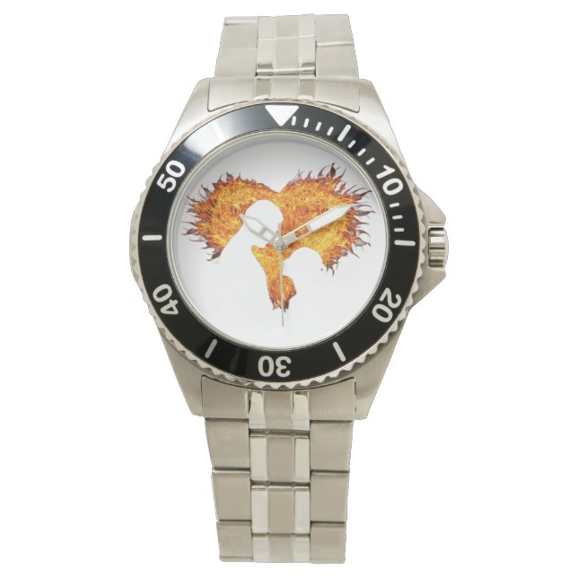 Pulsera Reloj de hombre llama del corazón  (Anverso)