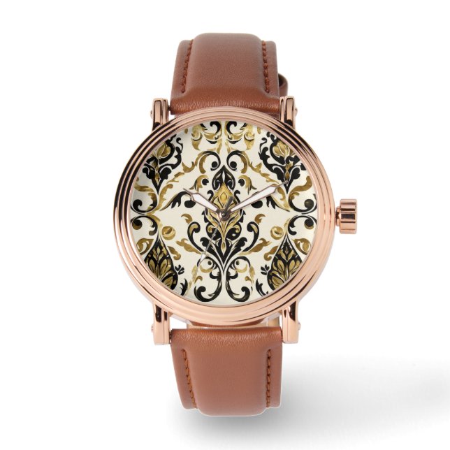 Pulsera Reloj de hombre, mosaico de noche dorada (Anverso)