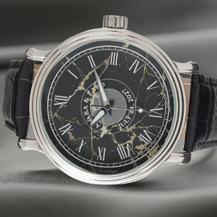 Pulsera Reloj de hombre negro de mármol falso - Cuero - Vi