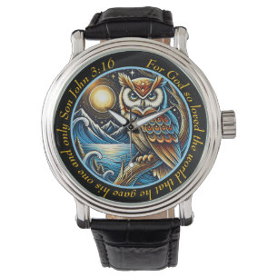 Pulsera Reloj de John 3:16 Magnífico Búho Tiempo Naturalez
