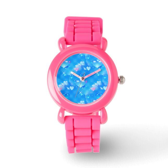 Pulsera reloj de joyas de corazones azules (Anverso)