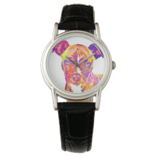 Pulsera Reloj de la acuarela del arte pop del perrito del
