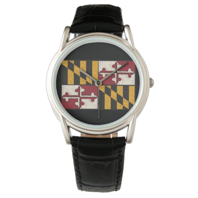 Pulsera Reloj de la bandera de la antigua Maryland masculi (Anverso)