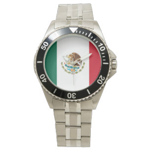 Pulsera Reloj de la bandera mexicana (inoxidable)
